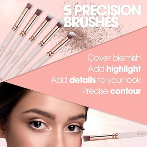 Título optimizado: Kabuki - Juego de 10 Brochas de Maquillaje para Base, Rubor, Corrector y Contorno, Cerdas Sintéticas de Alta Calidad