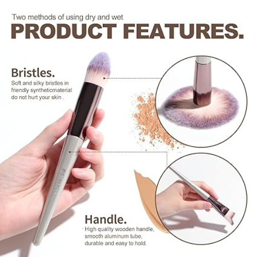 Título optimizado: BS-MALL Juego de 18 Brochas de Maquillaje Sintéticas con Estuche Negro, para Base, Polvo, Corrector y Sombras de Ojos