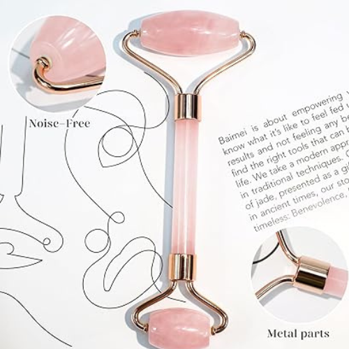 Título optimizado: BAIMEI Jade Roller y Gua Sha, Herramienta de Masaje Facial para Ojos, Mejillas, Frente y Cuello, Antienvejecimiento y Drenaje Linfático