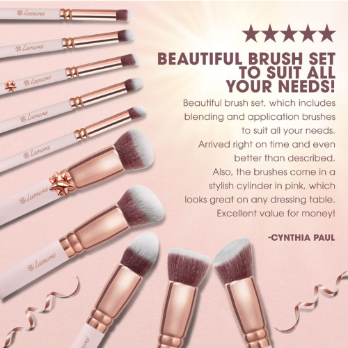 Título optimizado: Kabuki - Juego de 10 Brochas de Maquillaje para Base, Rubor, Corrector y Contorno, Cerdas Sintéticas de Alta Calidad