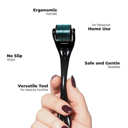 Título optimizado: ROSELYNBOUTIQUE Derma Roller de Titanio para Cabello, Barba, Cara y Cuerpo, 540 Agujas Microneedles 0.010 in, para Hombres y Mujeres