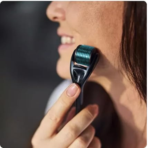 Título optimizado: ROSELYNBOUTIQUE Derma Roller de Titanio para Cabello, Barba, Cara y Cuerpo, 540 Agujas Microneedles 0.010 in, para Hombres y Mujeres